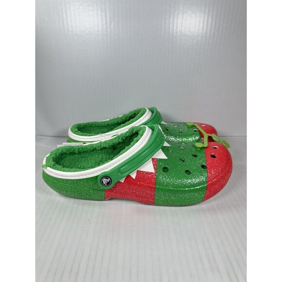 Size 13 Crocs Classic Lined Holiday Christmas Elf Fur Lined Clogs